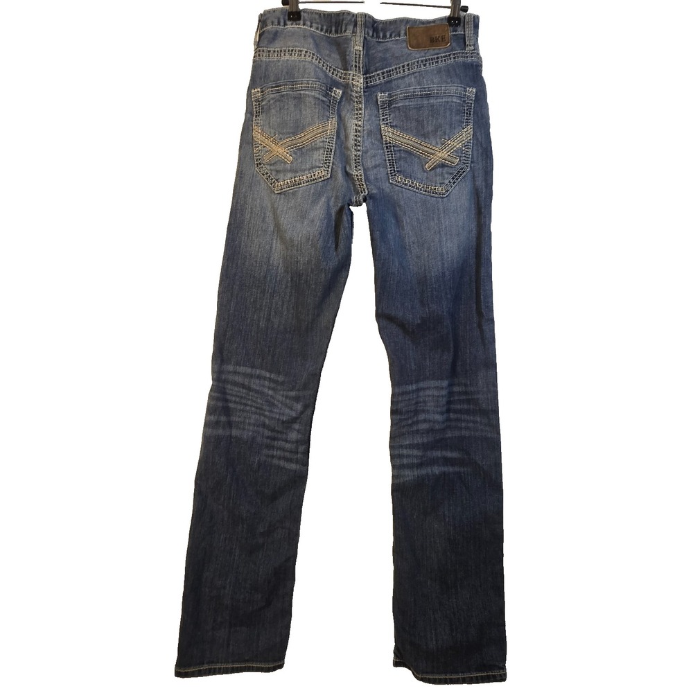 Y2K Bke Denim Mens 33 35 Xl Bootcut Jeans‎ Buckle Distressed Grunge Punk Stretch